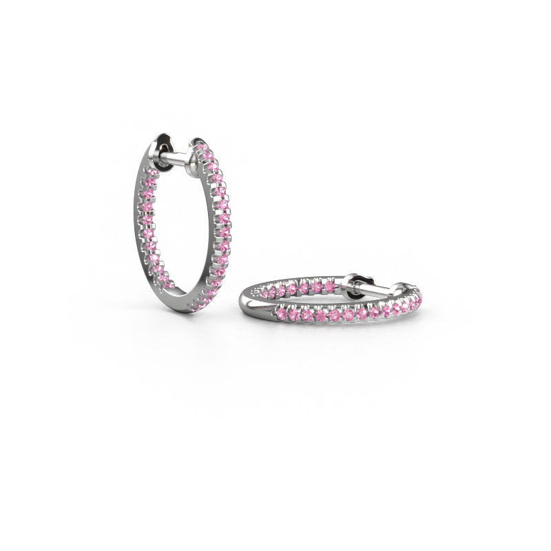 Image of Hoop earrings Jackie 12.5 mm B 950 platinum Pink sapphire 1 mm
