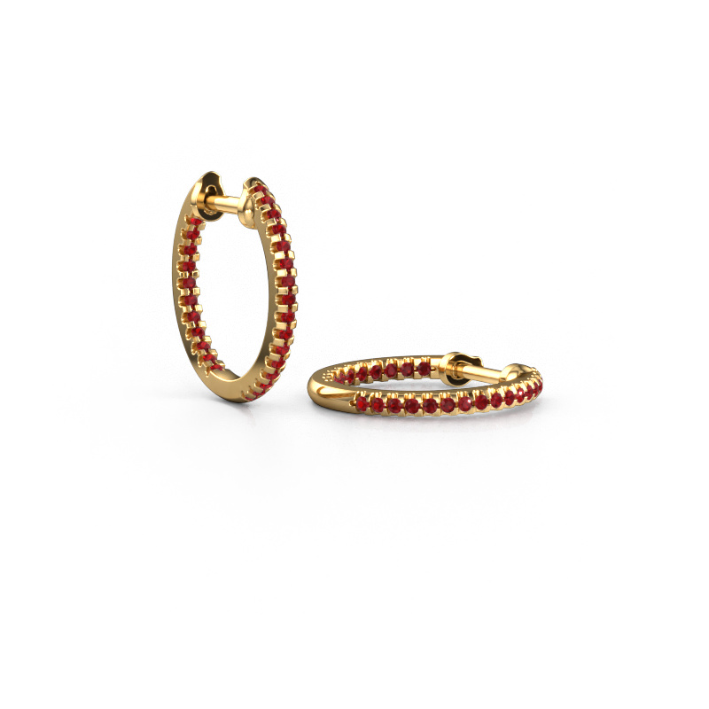 Image of Hoop earrings Jackie 12.5 mm B 585 gold Ruby 1 mm