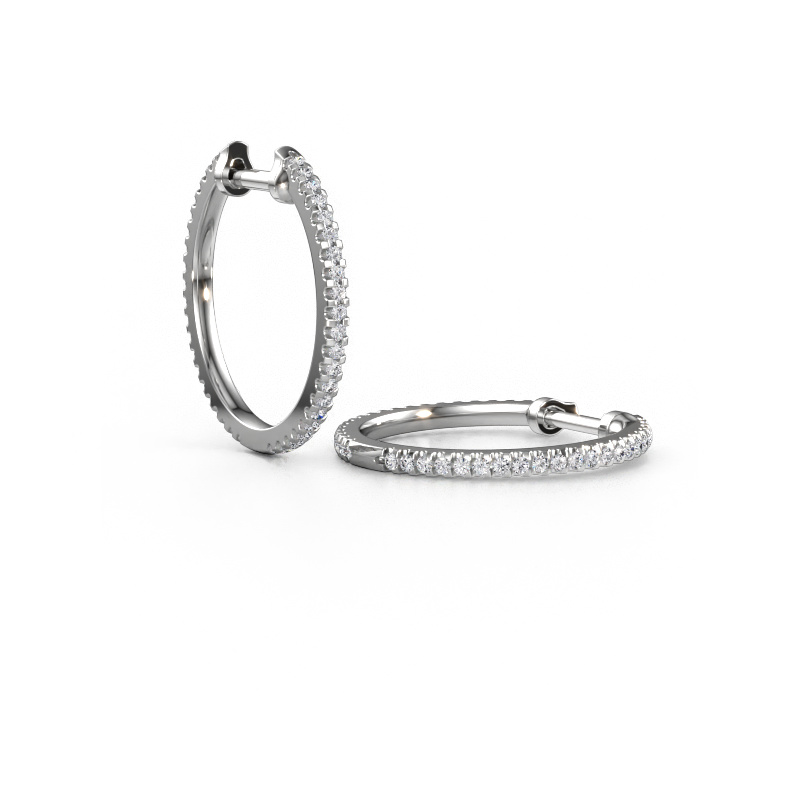 Image de Créoles Jackie 15 mm A 585 or blanc Diamant 0.42 crt