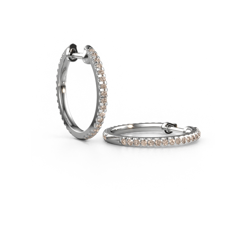 Image of Hoop earrings Jackie 15 mm A 950 platinum Brown diamond 0.495 crt