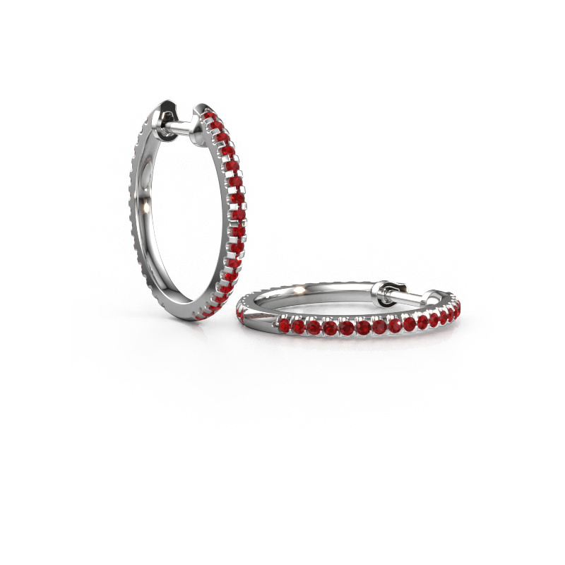 Image of Hoop earrings Jackie 15 mm A 950 platinum Ruby 1.2 mm