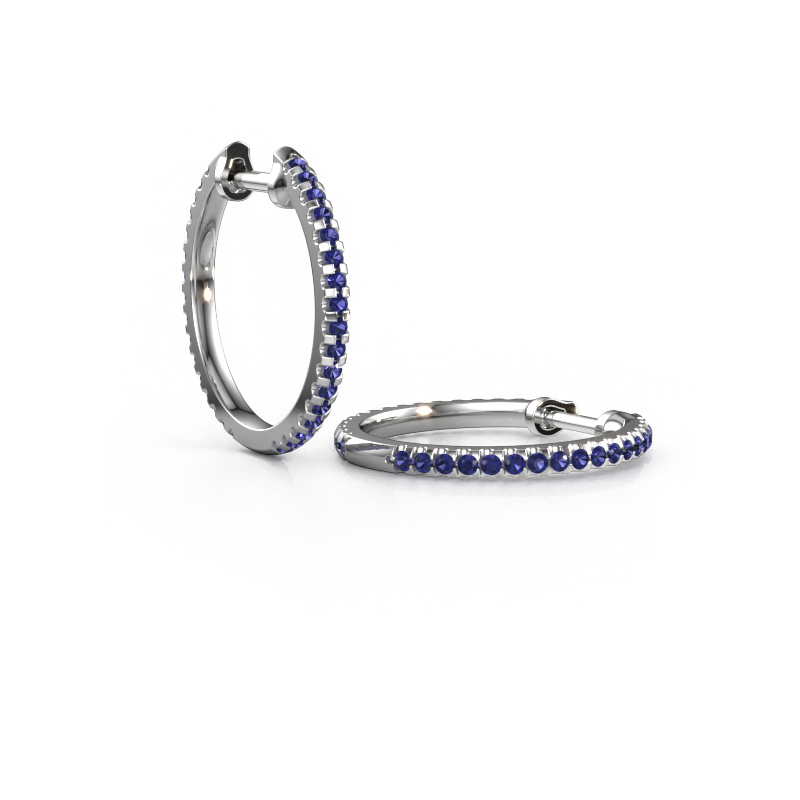 Afbeelding van Creolen Jackie 15 mm A 585 witgoud Saffier 1.2 mm