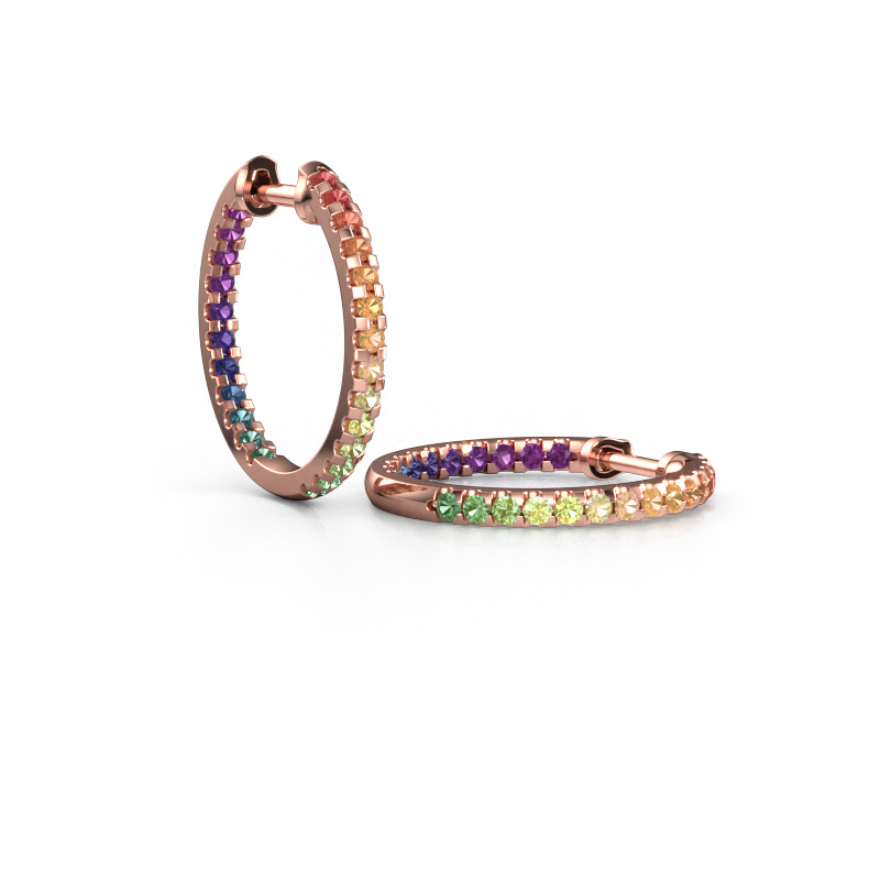 Afbeelding van Creolen Jackie 15 mm B 585 rosé goud Rainbow saffier 1 2 mm