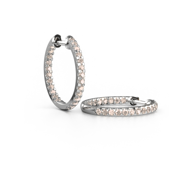 Image of Hoop earrings Jackie 15 mm B 950 platinum Morganite champagne 2 mm