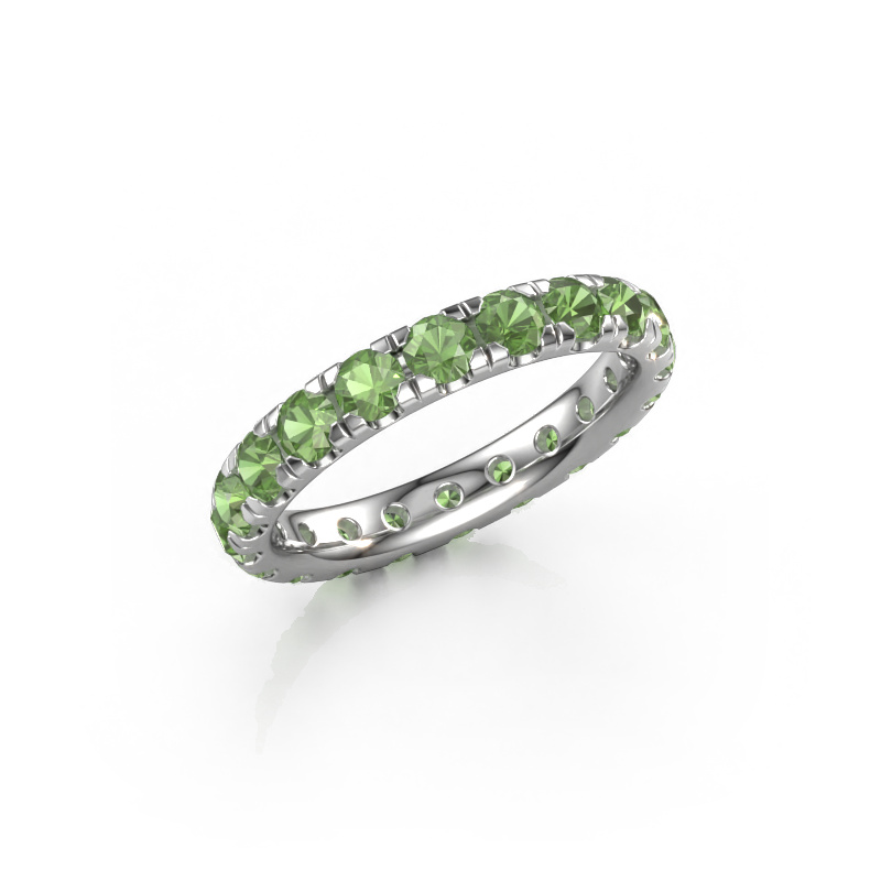 Image of Stackable ring Jackie 3.0 585 white gold Tourmaline green 3 mm