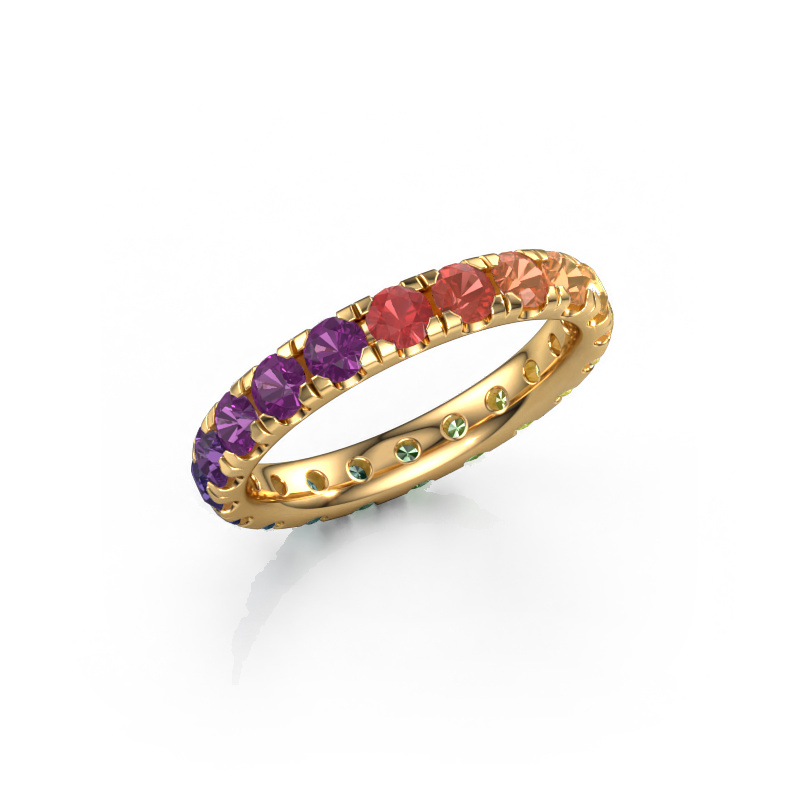 Image of Stackable ring Jackie 3.0 585 gold Rainbow sapphire 1 3 mm