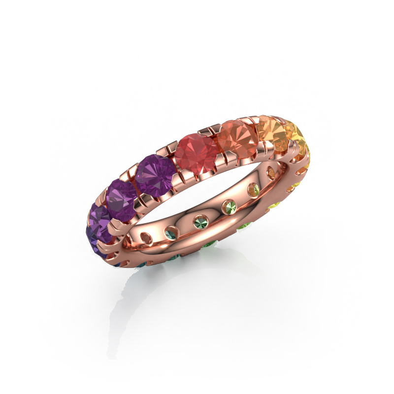 Image of Stackable ring Jackie 4.0 585 rose gold Rainbow sapphire 1 4 mm