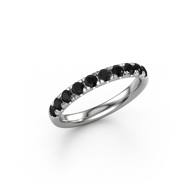Image of Stackable ring Jackie Half 585 white gold Black diamond 0.66 crt