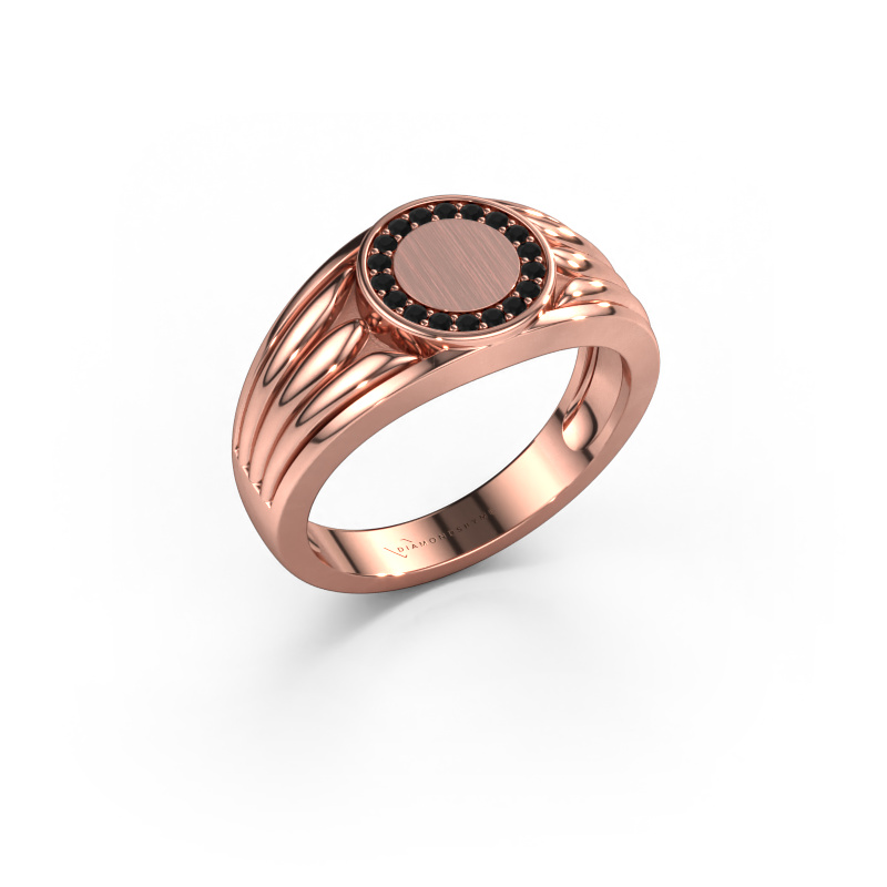 Afbeelding van Pinkring Jacobus 585 rosé goud Zwarte diamant 0.162 crt
