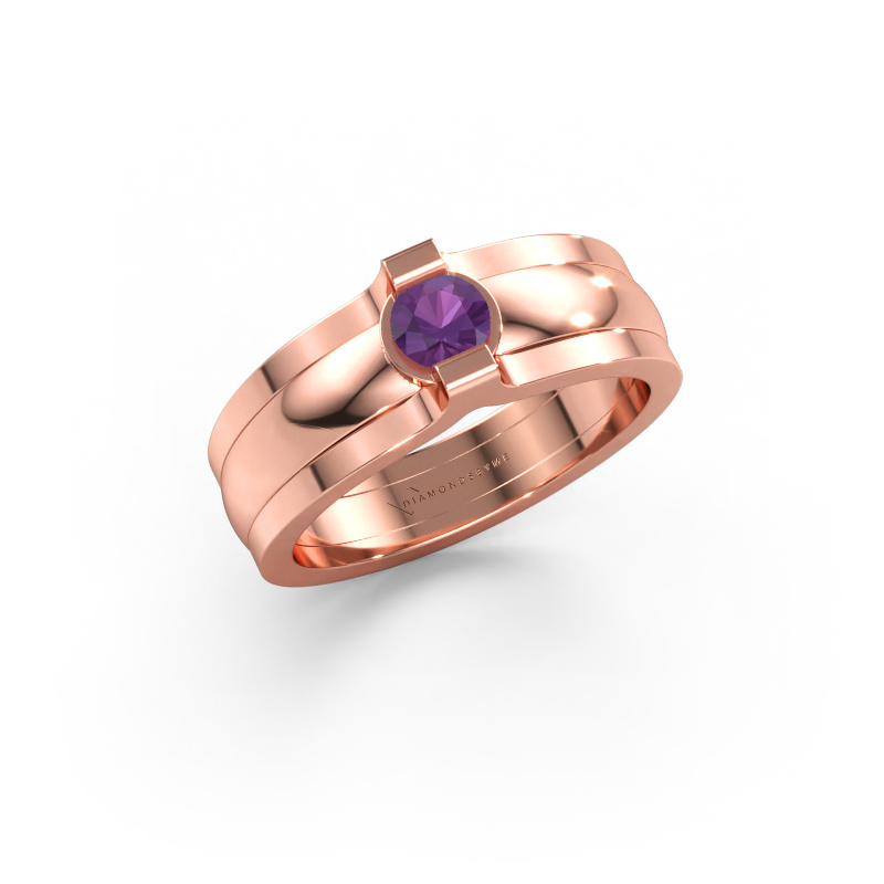 Immagine di Anello Jade 585 oro rosa Ametista 4 mm