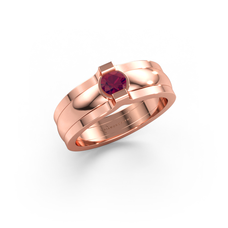 Immagine di Anello Jade 585 oro rosa Rodolite 4 mm