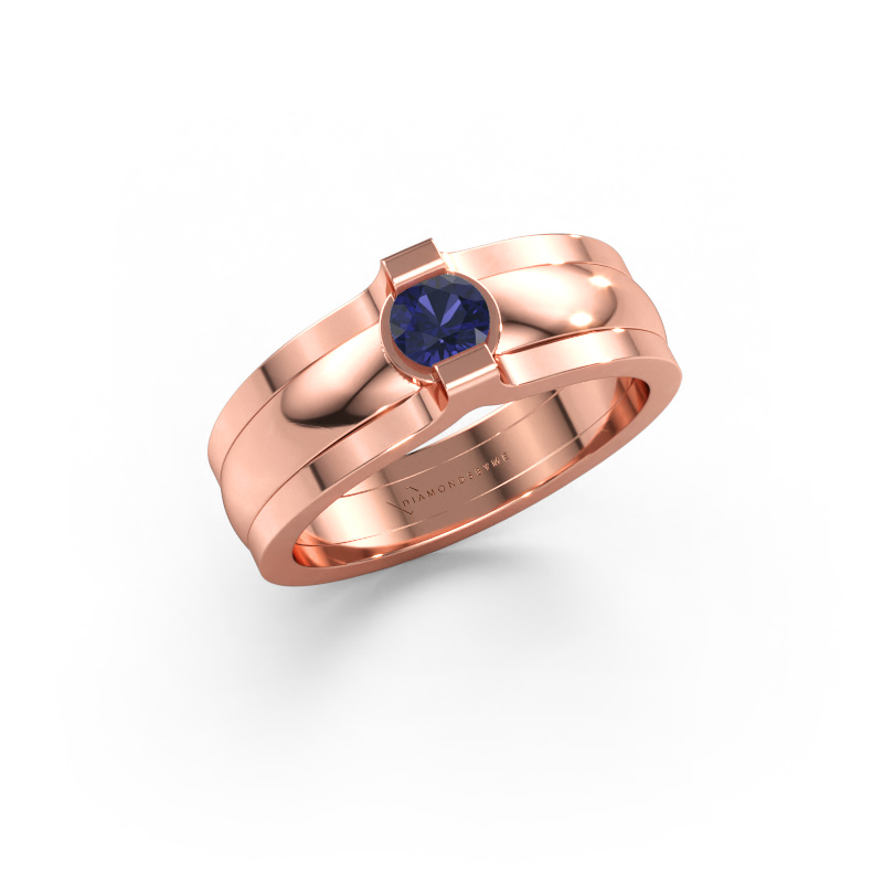 Immagine di Anello Jade 585 oro rosa Zaffiro 4 mm