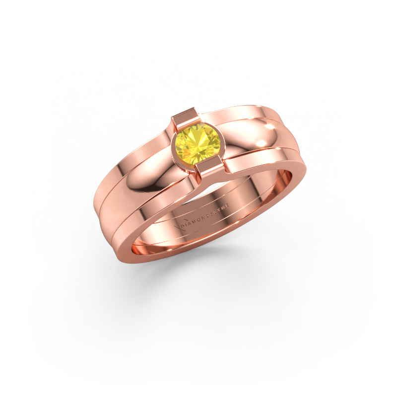 Bild av Ring Jade 585 roséguld Gul safir 4 mm