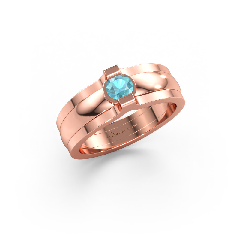 Bild av Ring Jade 585 roséguld Blå topas 4 mm