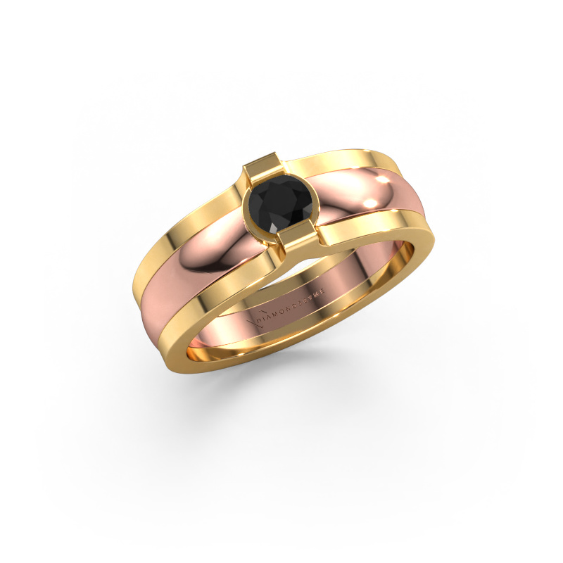 Bild von Ring Jade 585 Roségold Schwarz Diamant 0.30 crt