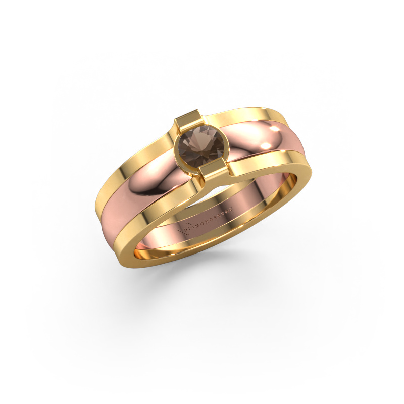 Image of Ring Jade 585 rose gold Smokey quartz 4 mm