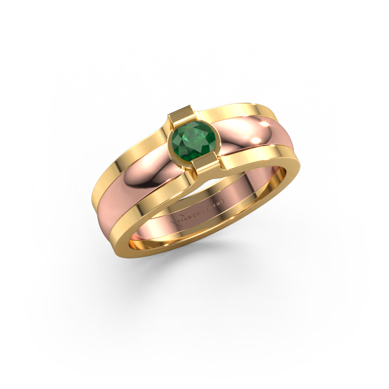 Image de Bague Jade 585 or rose Emeraude 4 mm