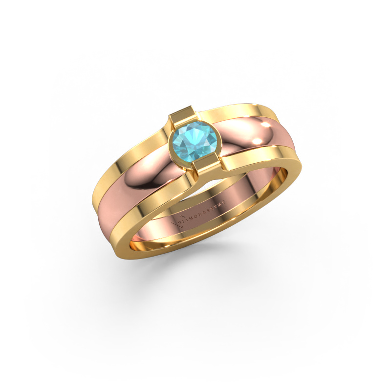 Bild von Ring Jade 585 Roségold Blau Topas 4 mm