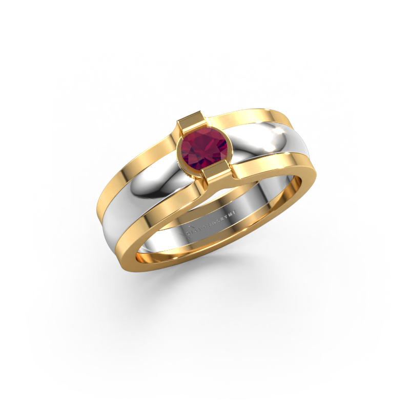 Bild von Ring Jade 585 Weißgold Rhodolit 4 mm