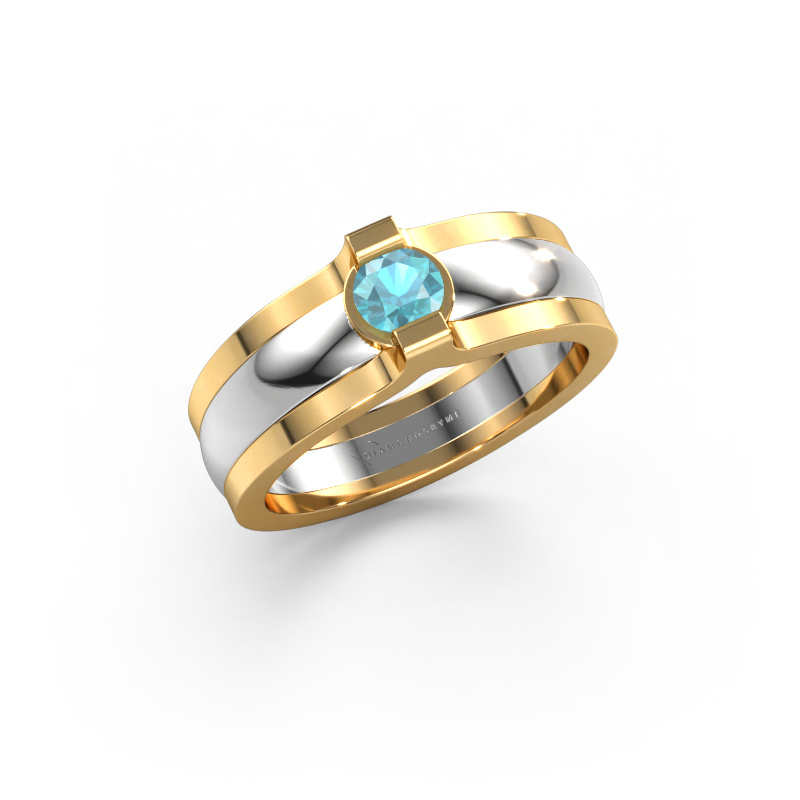 Bild von Ring Jade 585 Weißgold Blau Topas 4 mm