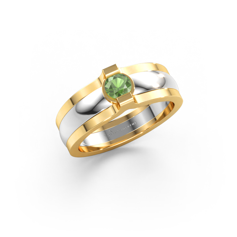 Bild av Ring Jade 585 vitt guld Grön turmalin 4 mm