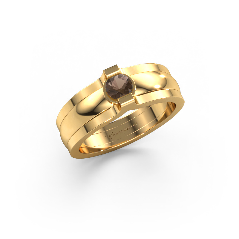 Image of Ring Jade 585 gold Smokey quartz 4 mm
