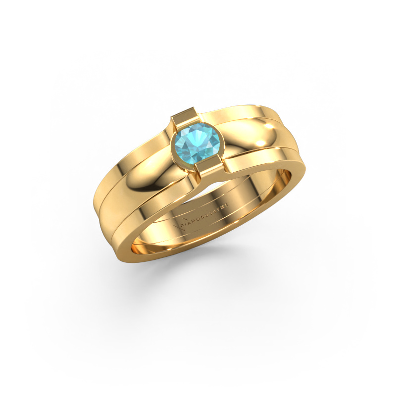 Image de Bague Jade 585 or jaune Topaze bleue 4 mm