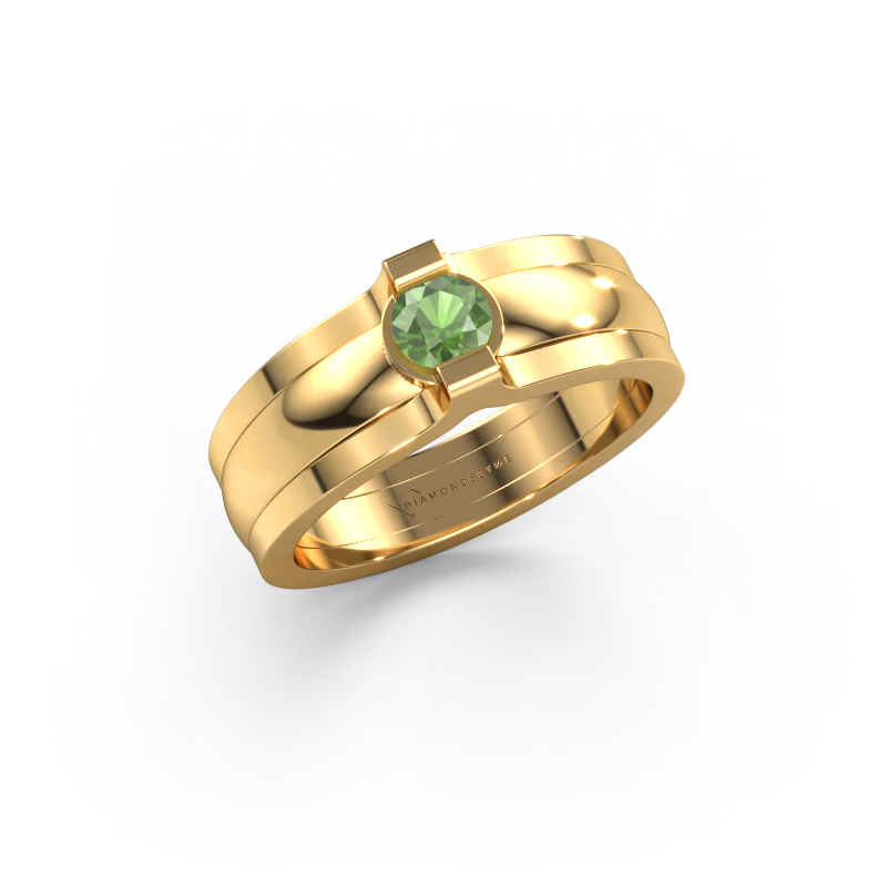 Image de Bague Jade 585 or jaune Vert tourmaline 4 mm