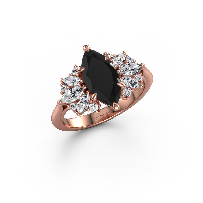 Image of Engagement ring Jaimie 585 rose gold Black diamond 2.644 crt