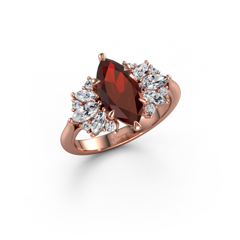 Bild von Verlobungsring Jaimie 585 Roségold Granat 12x6 mm