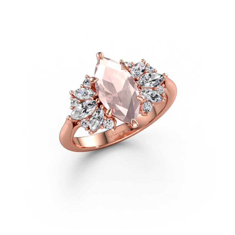 Bild av Förlovningsring Jaimie 585 roséguld Champagnefärgad morganit 12x6 mm
