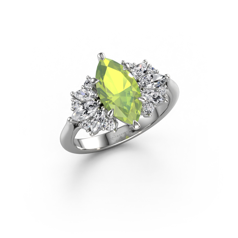 Image of Engagement ring Jaimie 950 platinum Peridot 12x6 mm