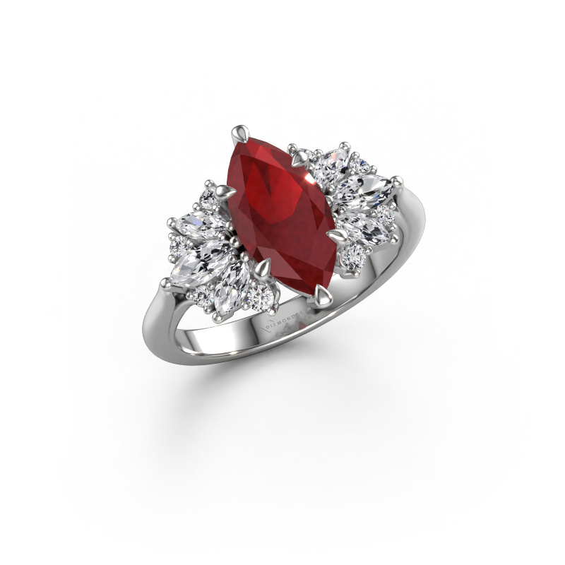 Image of Engagement ring Jaimie 950 platinum Ruby 12x6 mm
