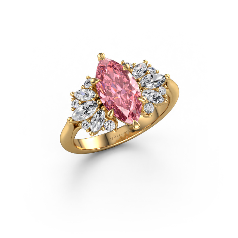 Image of Engagement ring Jaimie 585 gold Pink lab grown diamond 12x6 mm