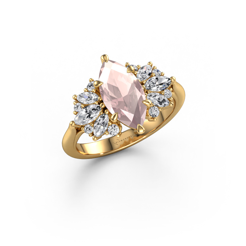 Bild von Verlobungsring Jaimie 585 Gold Morganit Champagner 12x6 mm