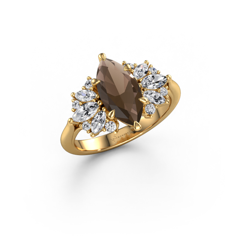 Image of Engagement ring Jaimie 585 gold Smokey quartz 12x6 mm