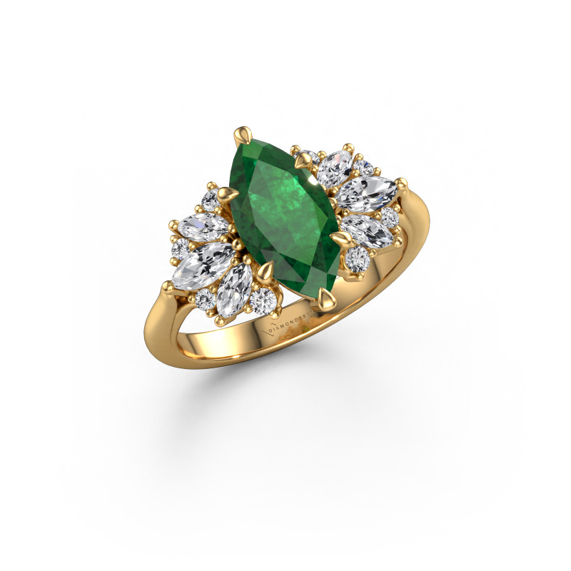 Image of Engagement ring Jaimie 585 gold Emerald 12x6 mm