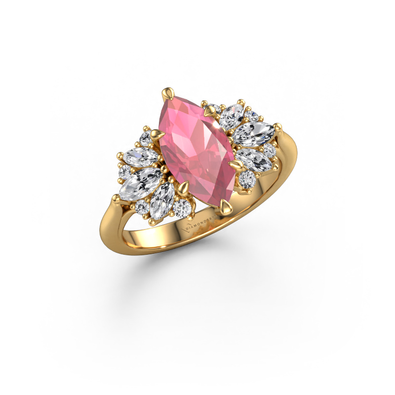 Image of Engagement ring Jaimie 585 gold Tourmaline pink 12x6 mm