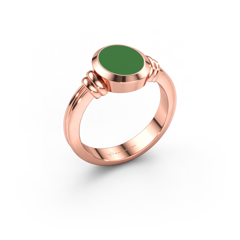 Immagine di Anello da mignolo Jake 1 585 oro rosa Smalto verde 10x8 mm