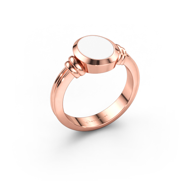 Bild av Lillfingerring Jake 1 585 roséguld Vit emalj 10x8 mm