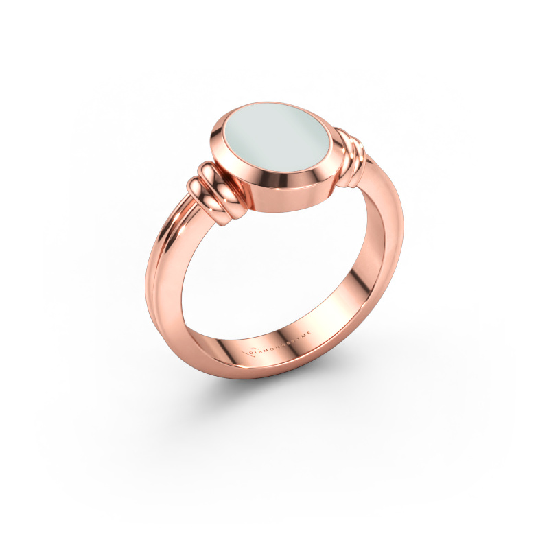 Immagine di Anello da mignolo Jake 1 585 oro rosa Sardonica verde 10x8 mm
