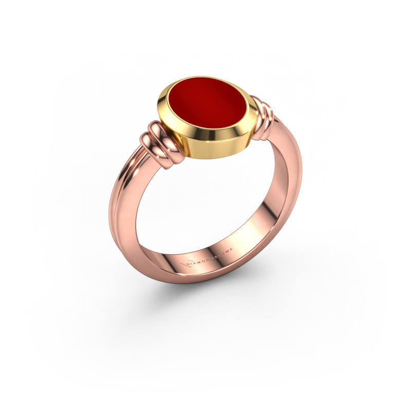 Image de Bague pinky Jake 1 585 or rose Cornaline 10x8 mm