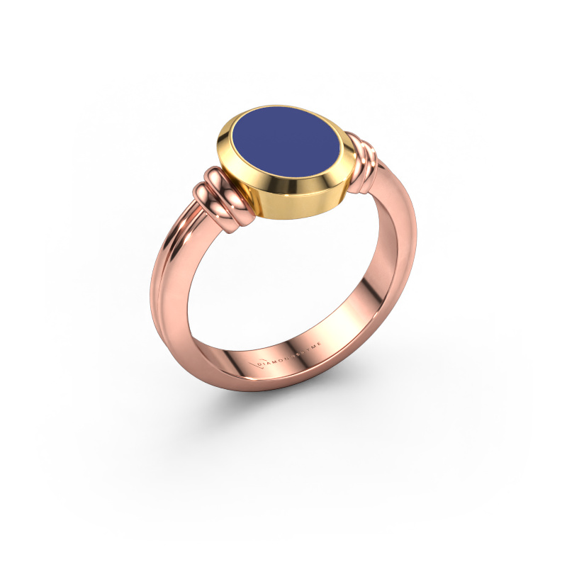 Image of Pinky ring Jake 1 585 rose gold Blue enamel 10x8 mm