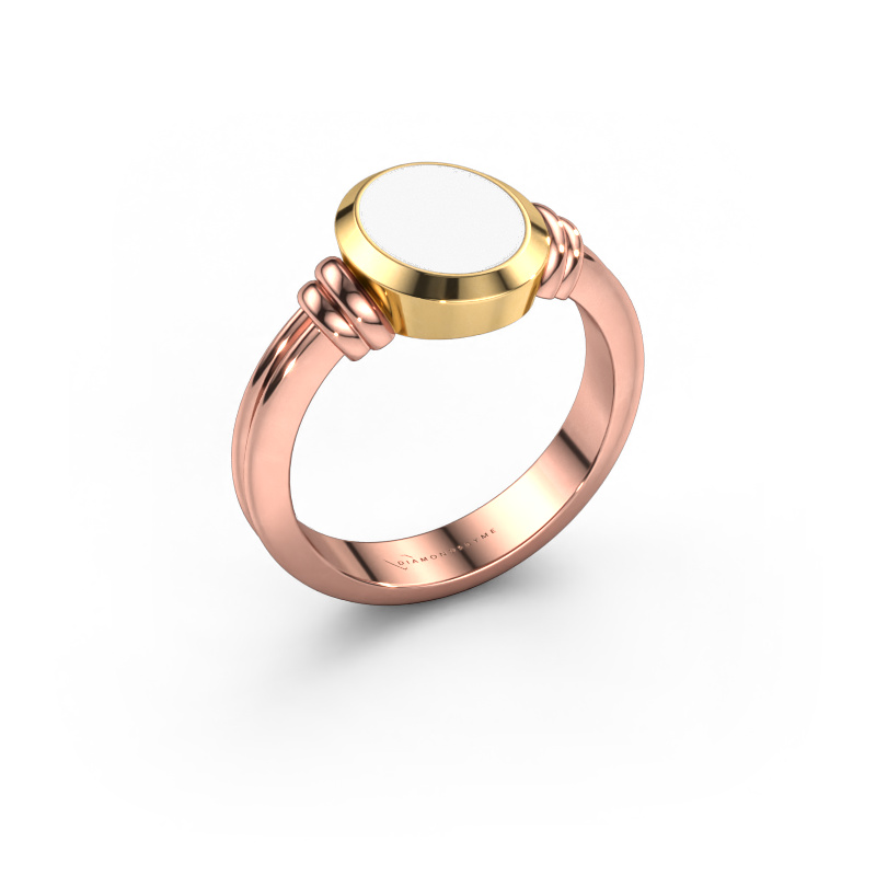 Image of Pinky ring Jake 1 585 rose gold White enamel 10x8 mm