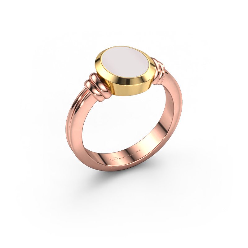 Image de Bague pinky Jake 1 585 or rose Nicolo rouge 10x8 mm