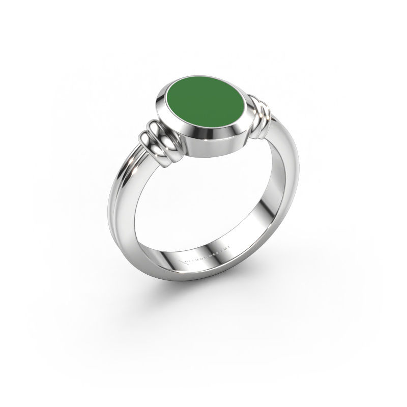 Image of Pinky ring Jake 1 950 platinum Green enamel 10x8 mm