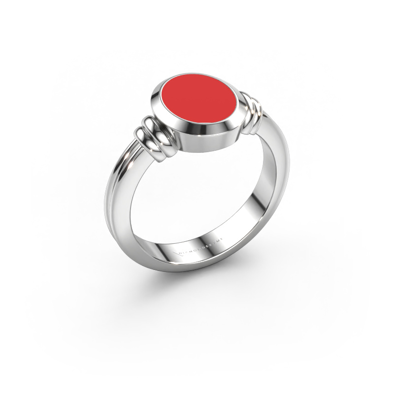 Image of Pinky ring Jake 1 950 platinum Red enamel 10x8 mm