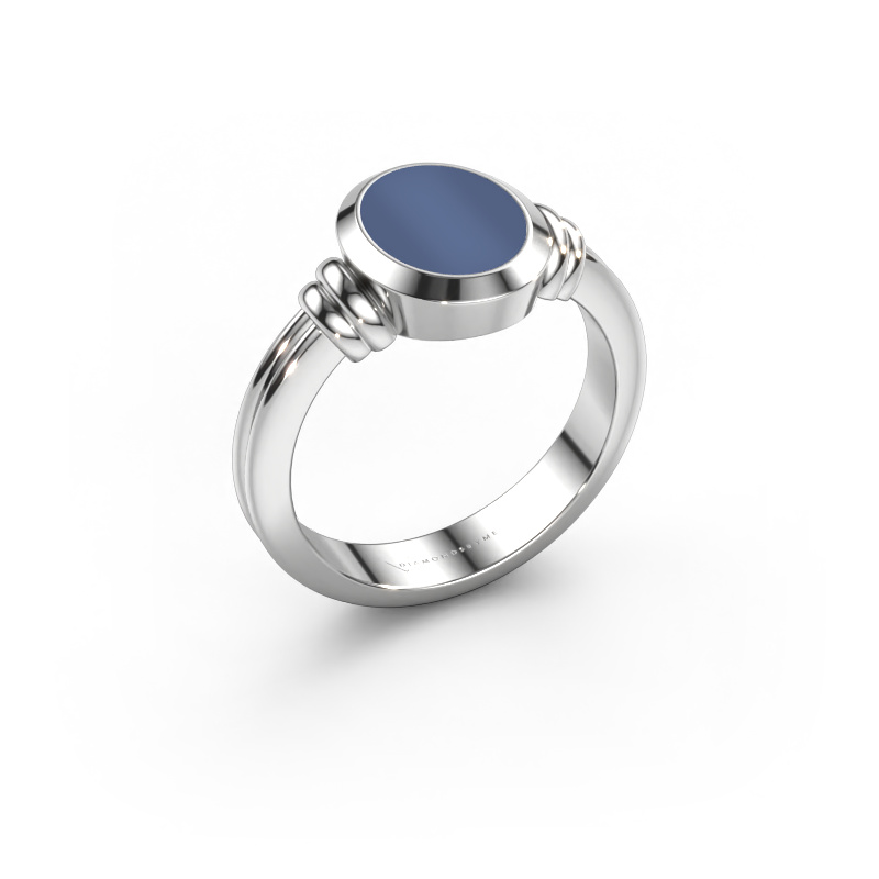 Bild von Pinky Ring Jake 1 950 Platin Blau Lagenstein 10x8 mm