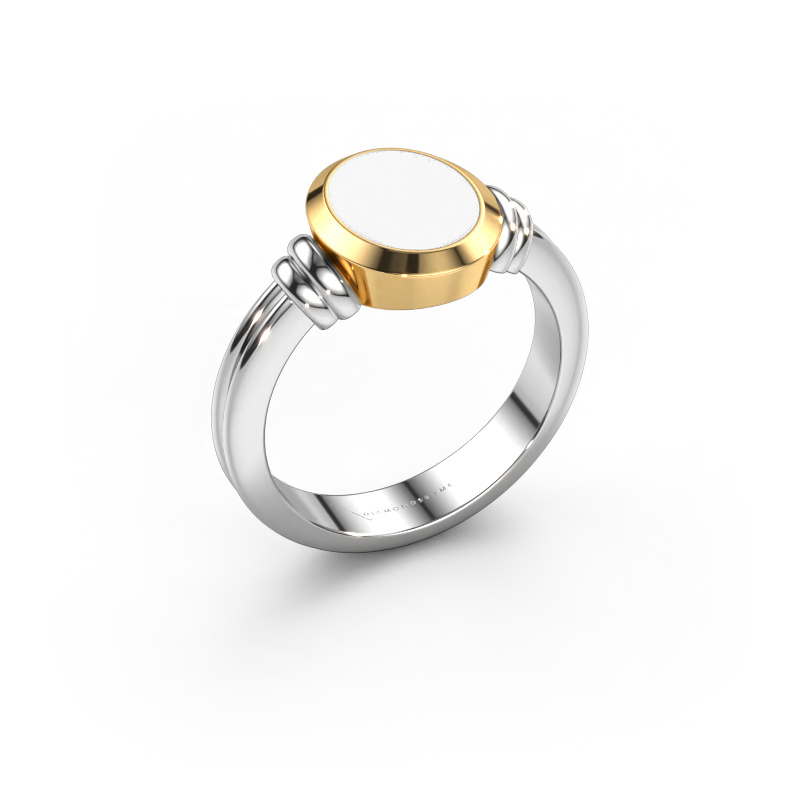 Bild von Pinky Ring Jake 1 585 Weißgold Weiße Emaille 10x8 mm