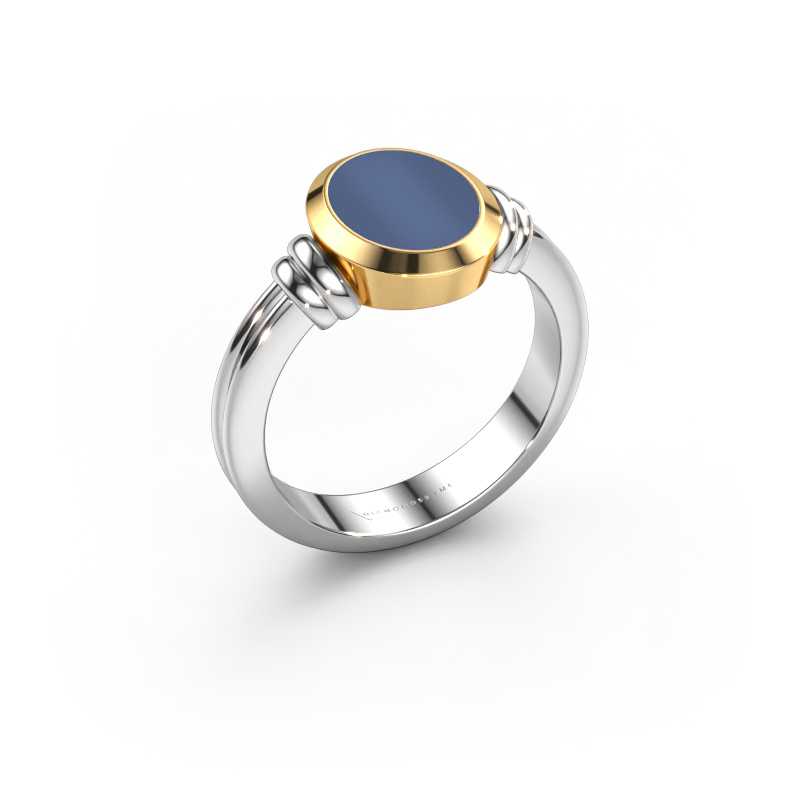 Bild von Pinky Ring Jake 1 585 Weißgold Blau Lagenstein 10x8 mm